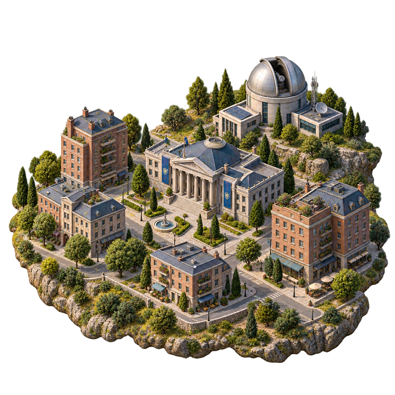 Developing city with research observatory